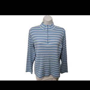 LL Bean French Sailor Knit 1/4 Zip Top L Long Sleeve Outdoor